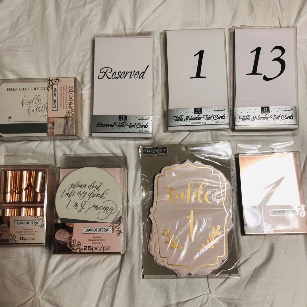 WEDDING GUEST TABLE CARDS AND NUMBERS